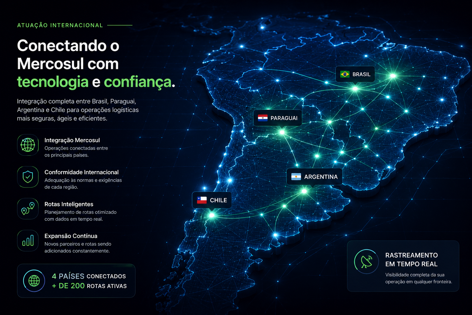 Mapa digital Mercosul FreteCerto