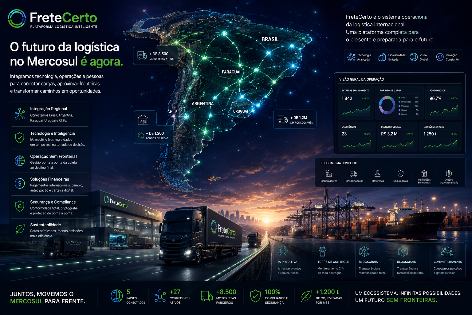 Plataforma logística Mercosul FreteCerto
